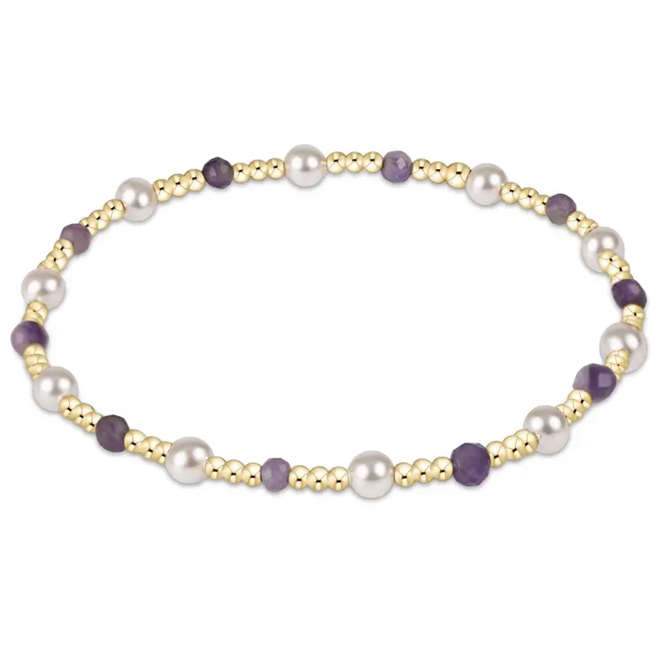 eNewton Pearl Sincerity Pattern 4mm Bead Bracelet - Amethyst