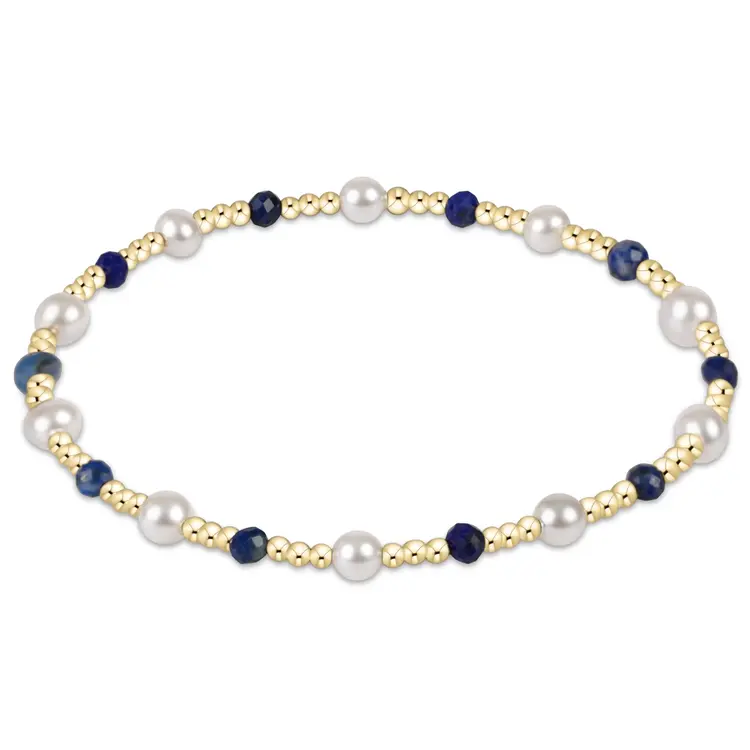 eNewton Pearl Sincerity Pattern 4mm Bead Bracelet - Lapis