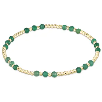 eNewton Gemstone Gold Joy Pattern 3mm Bead Bracelet - Green onyx