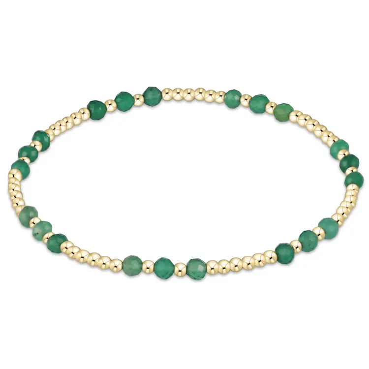 eNewton Gemstone Gold Joy Pattern 3mm Bead Bracelet - Green onyx