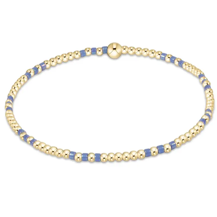 eNewton Hope Joy Pattern 2mm Bead Bracelet - Blue Metallic