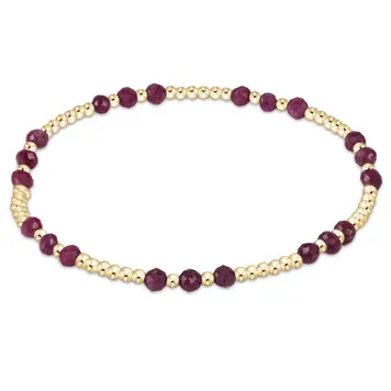 eNewton Gemstone Gold Joy Pattern 3mm Bead Bracelet - Ruby