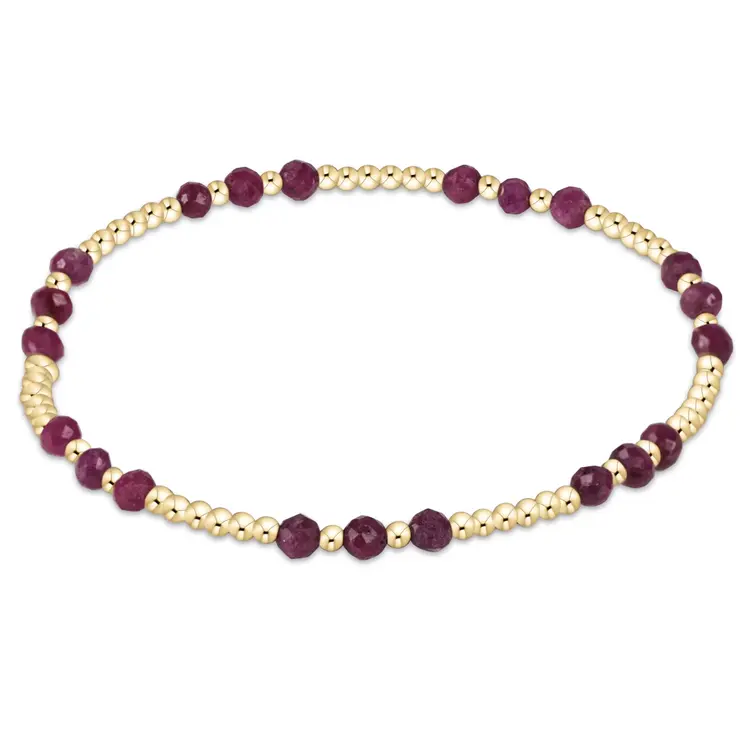 eNewton Gemstone Gold Joy Pattern 3mm Bead Bracelet - Ruby