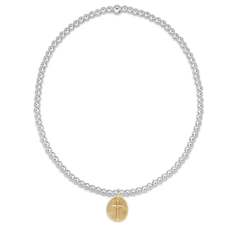 eNewton classic sterling mixed metal 2mm bead bracelet - inspire small gold charm