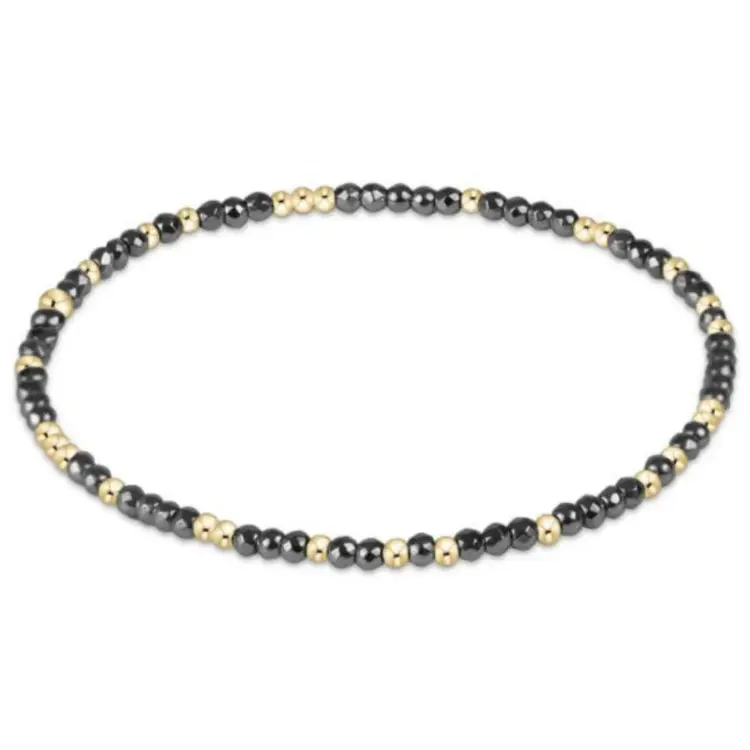 eNewton Hope Unwritten Silver Faceted Hematite 2mm Bead Bracelet