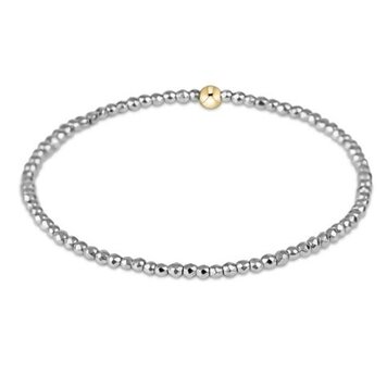 eNewton Silver Faceted Hematite 2mm Bead Bracelet