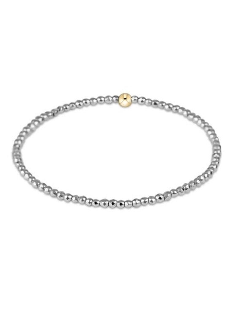 eNewton Silver Faceted Hematite 2mm Bead Bracelet