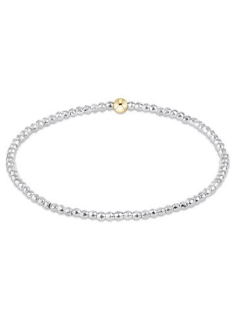 eNewton Bright Silver Faceted Hematite 2mm Bead Bracelet