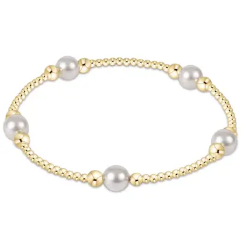eNewton Purpose Pearl 6mm Bead Bracelet - Gold
