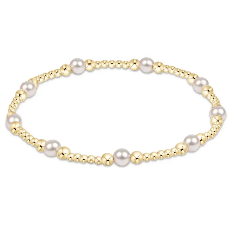 eNewton classic purpose pattern 4mm bead bracelet - pearl