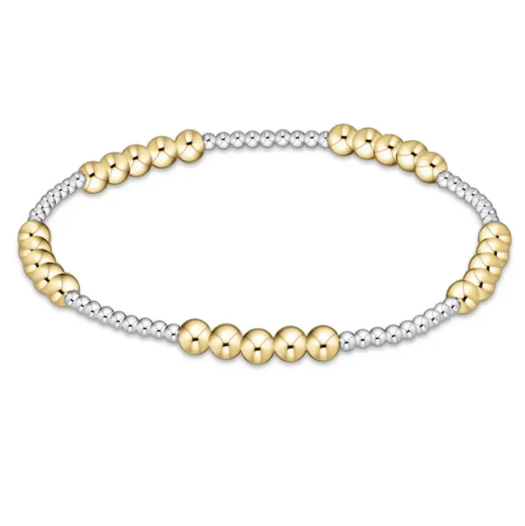 eNewton classic blissful pattern 2mm bead bracelet - 4mm mixed metal