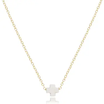 eNewton 16" necklace gold - signature cross small - off white