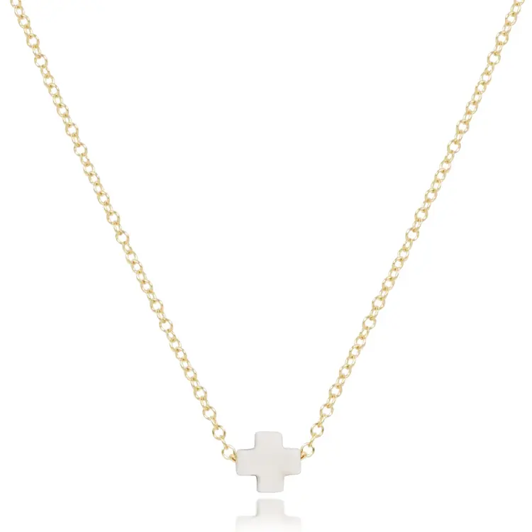 eNewton 16" necklace gold - signature cross small - off white
