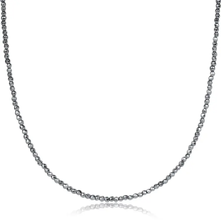 eNewton 15" choker silver faceted hematite 2mm bead