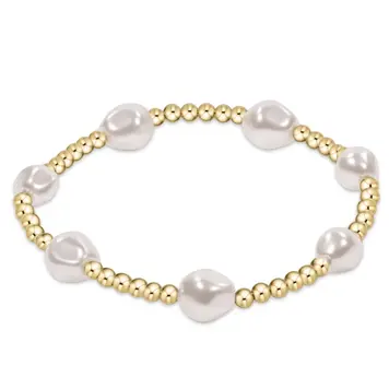 eNewton admire gold 3mm bead bracelet - pearl (extends)