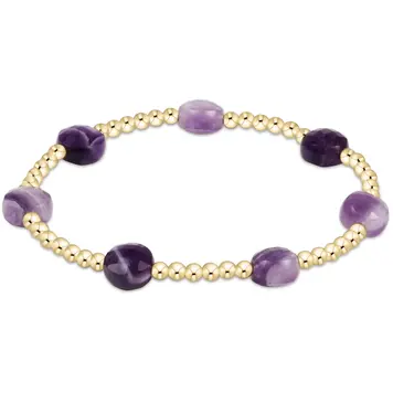 eNewton admire gold 3mm bead bracelet - amethyst (extends)