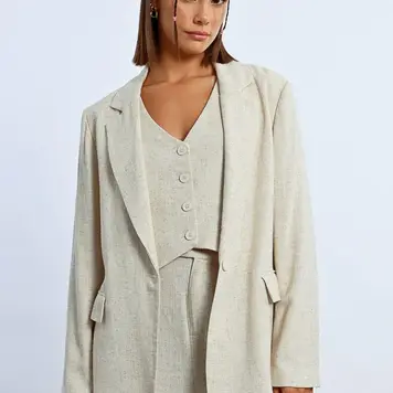 Lili Sidonio Linen Jacket / LIGHT BEIGE - M