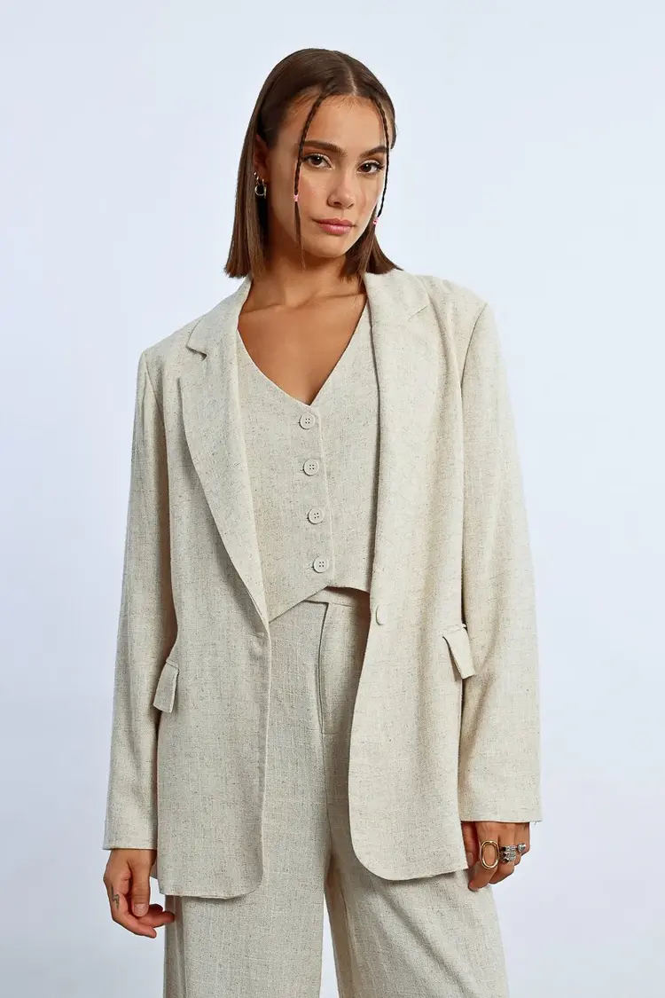 Lili Sidonio Linen Jacket / LIGHT BEIGE - M