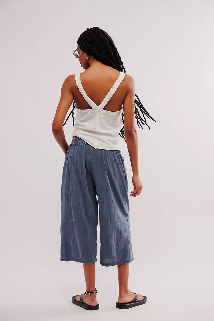 Free People Gianna Ruched Gaucho Pull-On Pants