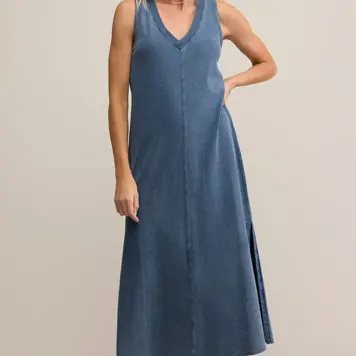 Z Supply Palisades Jersey Denim Dress / Indigo - L