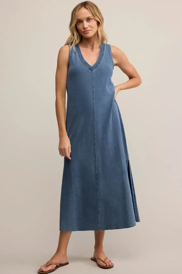Z Supply Palisades Jersey Denim Dress / Indigo - L