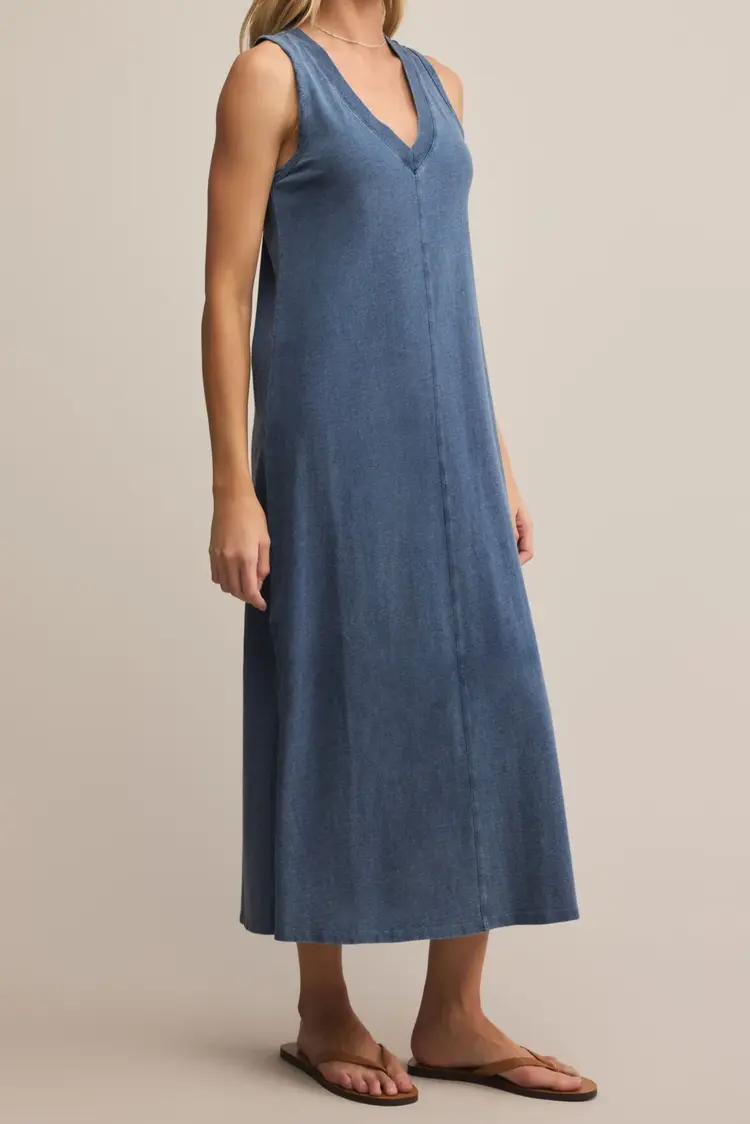 Z Supply Palisades Jersey Denim Dress / Indigo - L