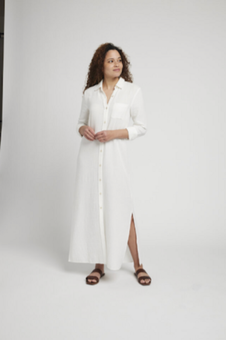 Faherty Brand dune cotton gauze maxi shirtdress