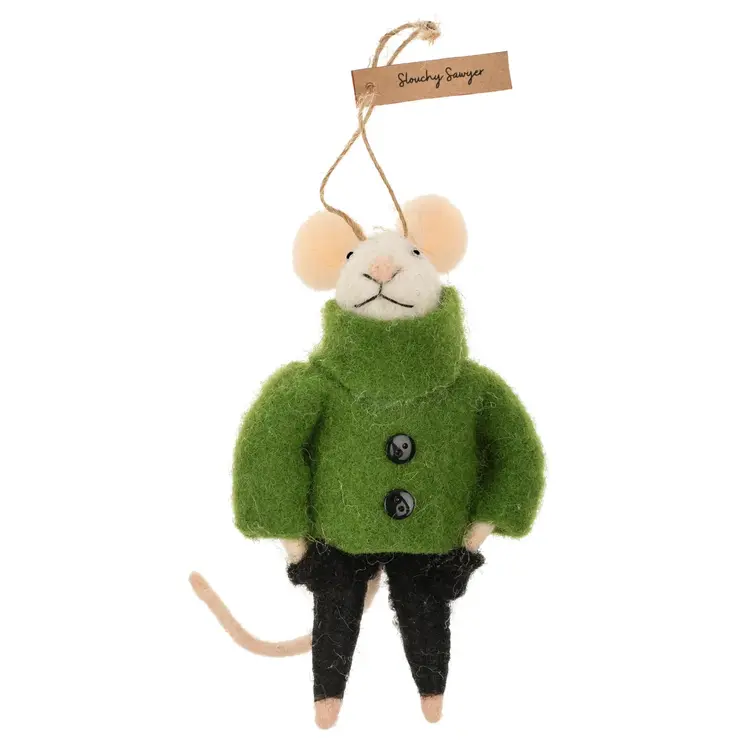 Indaba Slouchy Sawyer Mouse Ornament