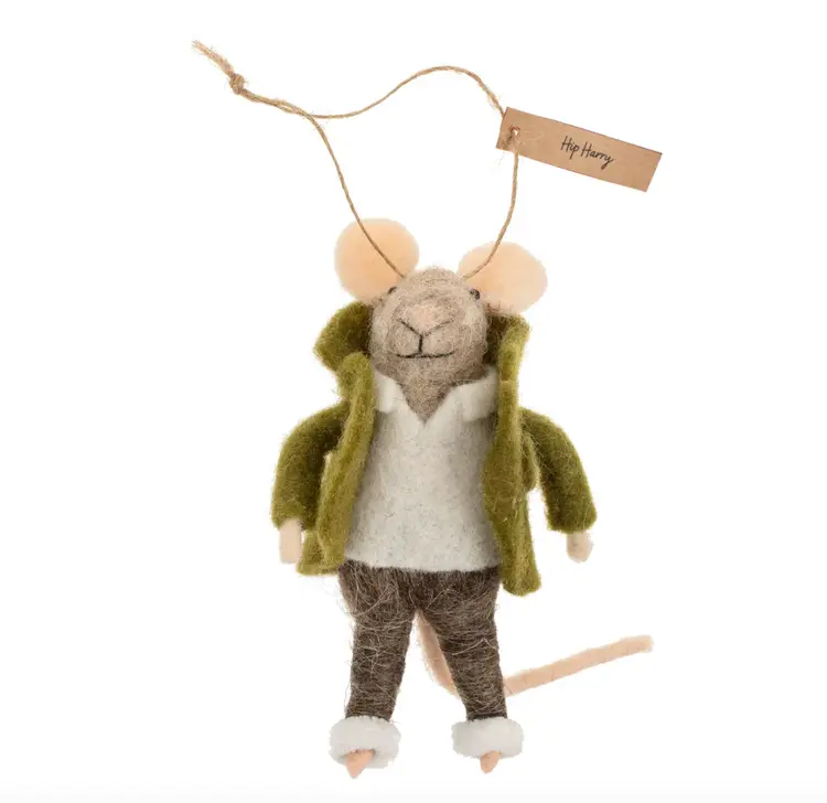 Indaba Hip Harry Mouse Ornament