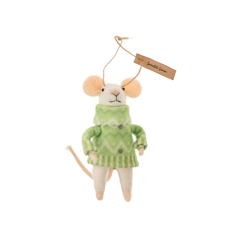 Indaba Snowfall Simon Mouse Ornament
