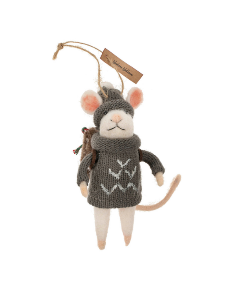 Indaba Woolens Wallace Mouse Ornament