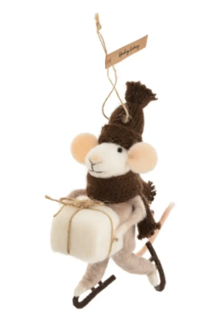 Indaba Skating Sidney Mouse Ornament