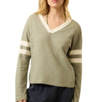 Faherty Brand sunwashed slub varsity v-neck long sleeve