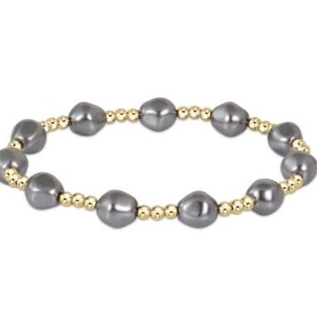 eNewton admire gold 3mm bead bracelet - dark pearl (extends)