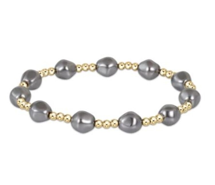 eNewton admire gold 3mm bead bracelet - dark pearl (extends)