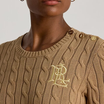 Button Shoulder Cable Sweater