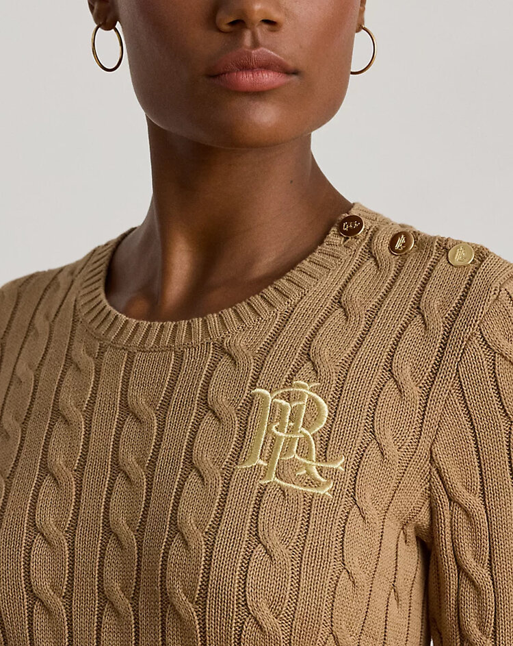 Button Shoulder Cable Sweater