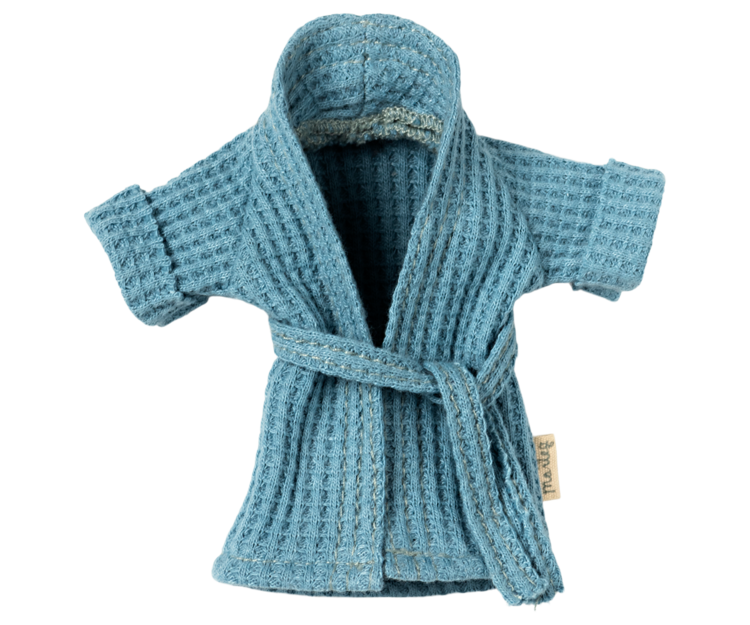 Maileg Bathrobe, Dad mouse - Dusty blue