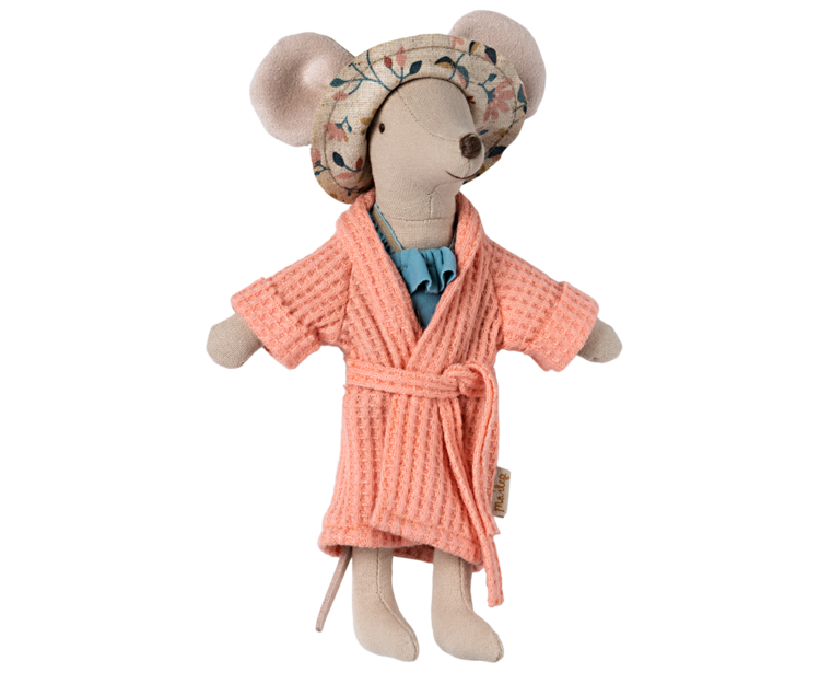 Maileg Bathrobe, Mum mouse - Coral