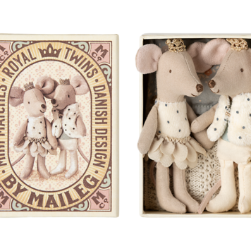 Maileg Royal twin mice, Little sister and brother in matchbox