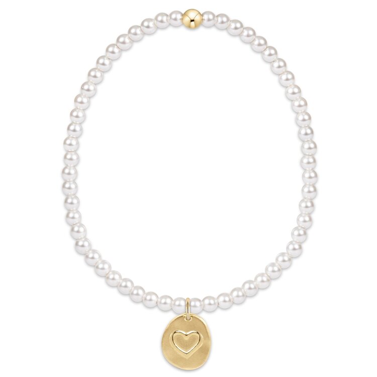 eNewton Classic Pearl 3mm Bracelet - Inspire Love Small Gold Disc