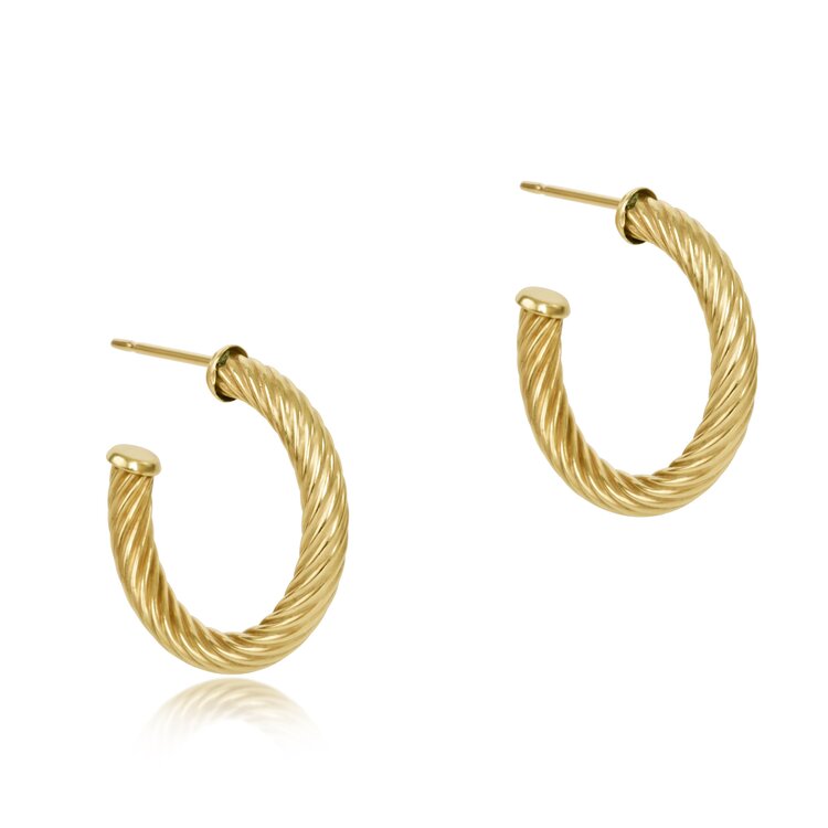 eNewton Round Gold 1.125" Post Hoop - 4mm - Textured Twist