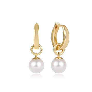 eNewton Huggie Gold 0.5" Hoop - Classic Pearl 8mm Charm