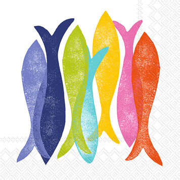 Boston International Cocktail Napkin / Hand Stamp Fish