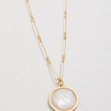 Orla Round Necklace 18" Mother-of-Pearl