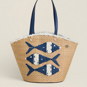 Straw Fringe Tote Flagler Resort Fish