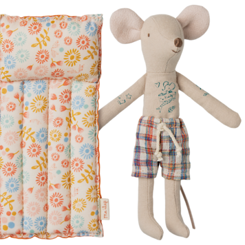 Maileg Beach mouse with air mattress / Dad - Flower