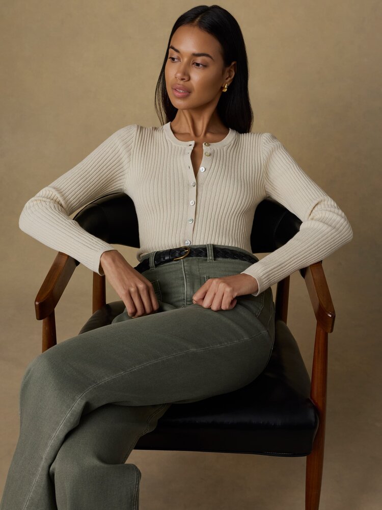 Faherty Brand miramar linen crewneck cardigan