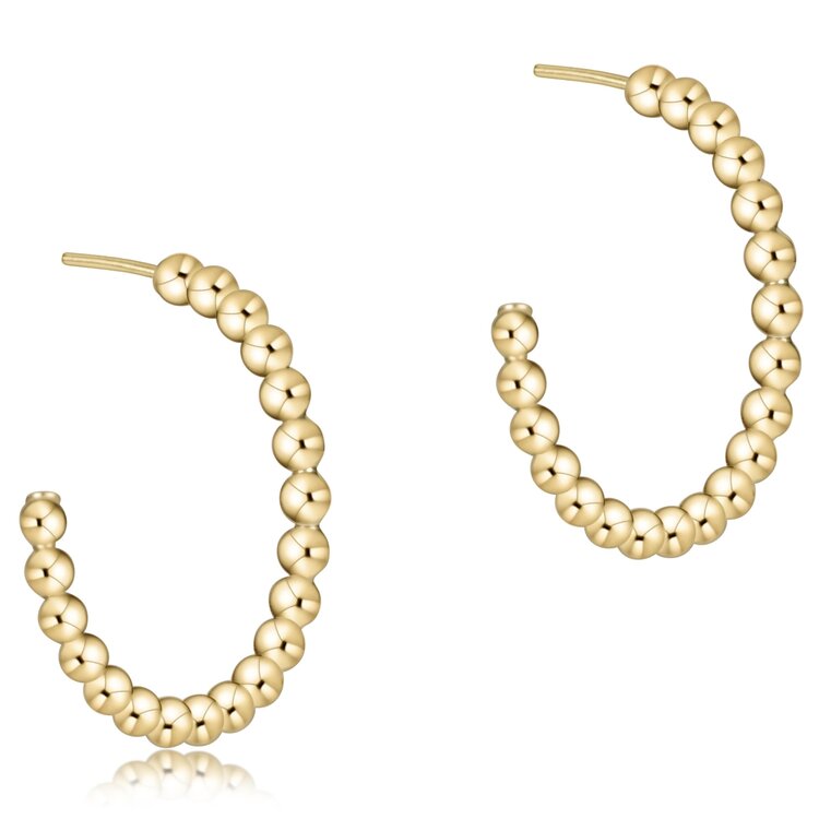 eNewton Beaded Simplicity 1.5" Post Hoop - Gold 4mm