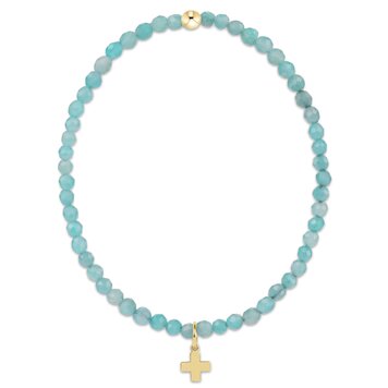 eNewton Classic Amazonite 3mm Bracelet - Signature Cross Gold Charm